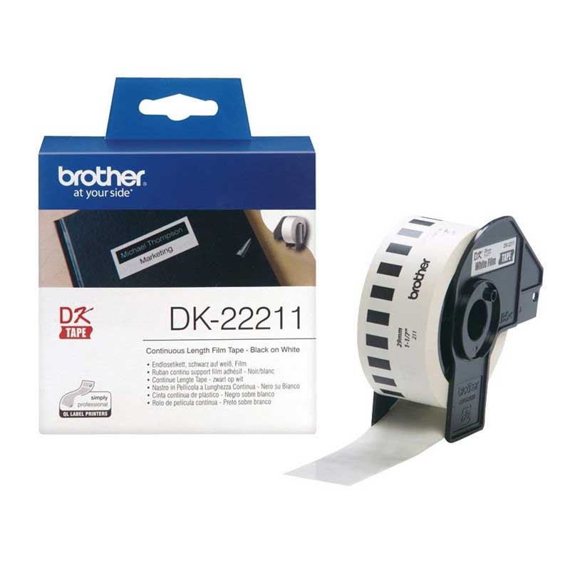 Brother DK-22211 P-Touch weiß Endlosetiketten Film 29mm x 15.24m