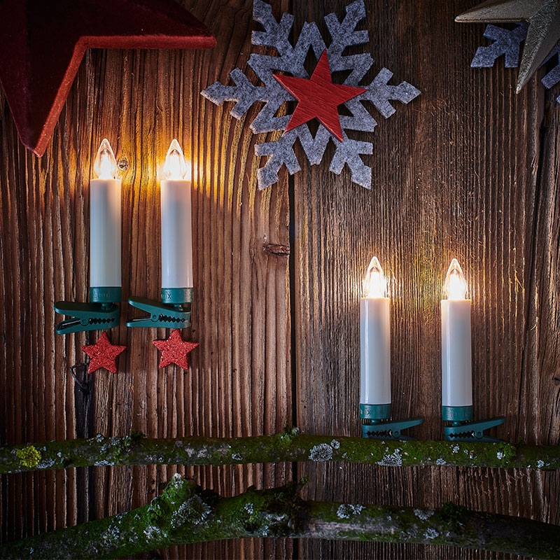 Krinner Lumix SuperLight Flame 6er Erweiterungs-Set Kabellose Christbaumkerzen Elfenbein