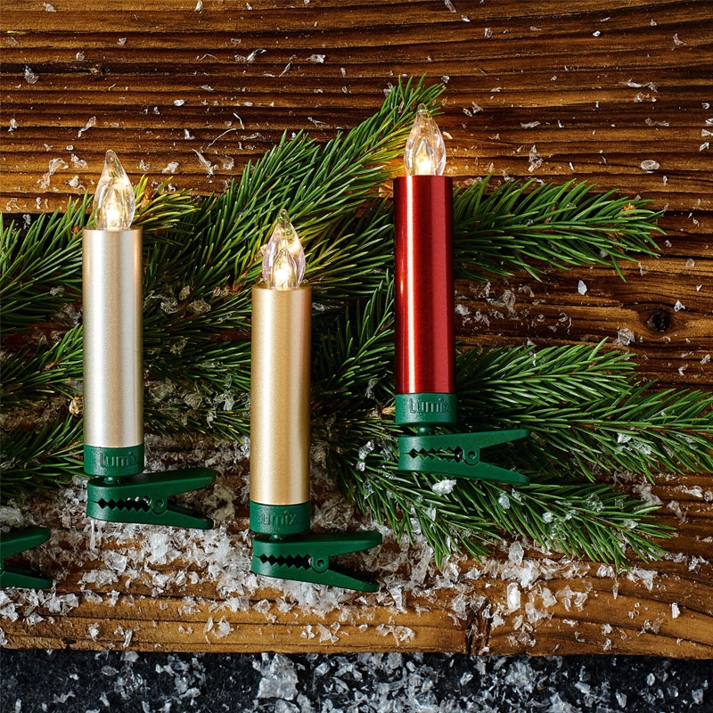 Krinner Lumix SuperLight Metallic 12er Basis-Set Kabellose Christbaumkerzen Cashmere