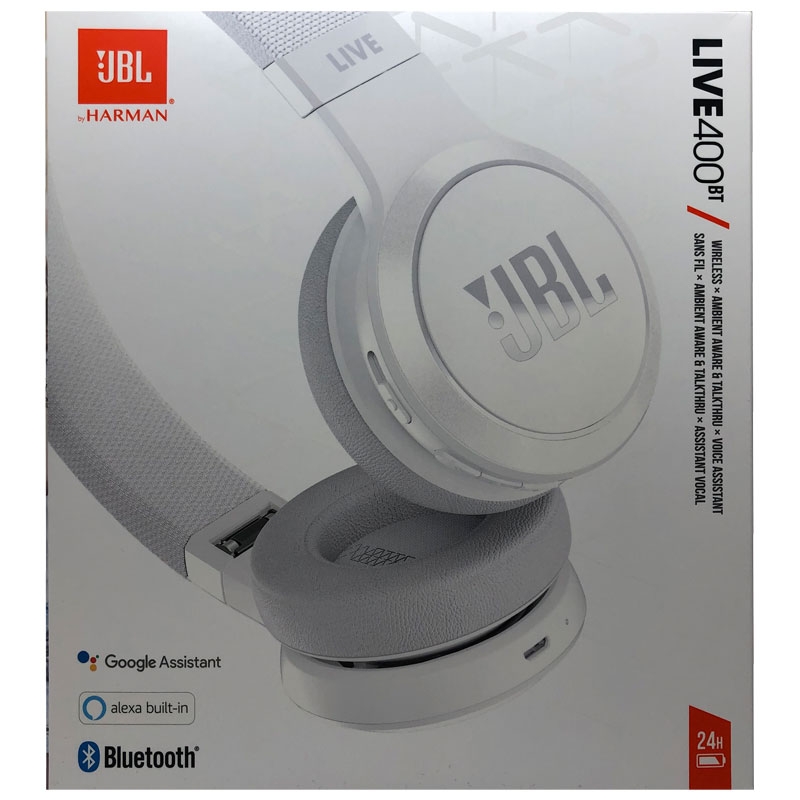 JBL Live 400BT kabelloser Bluetooth-Kopfhörer weiß