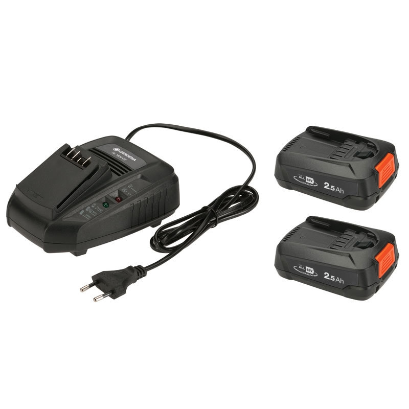 GARDENA 14907-20 Starter-Kit P4A 2 x PBA 18V/45 2,5 Ah + AL 1830 CV