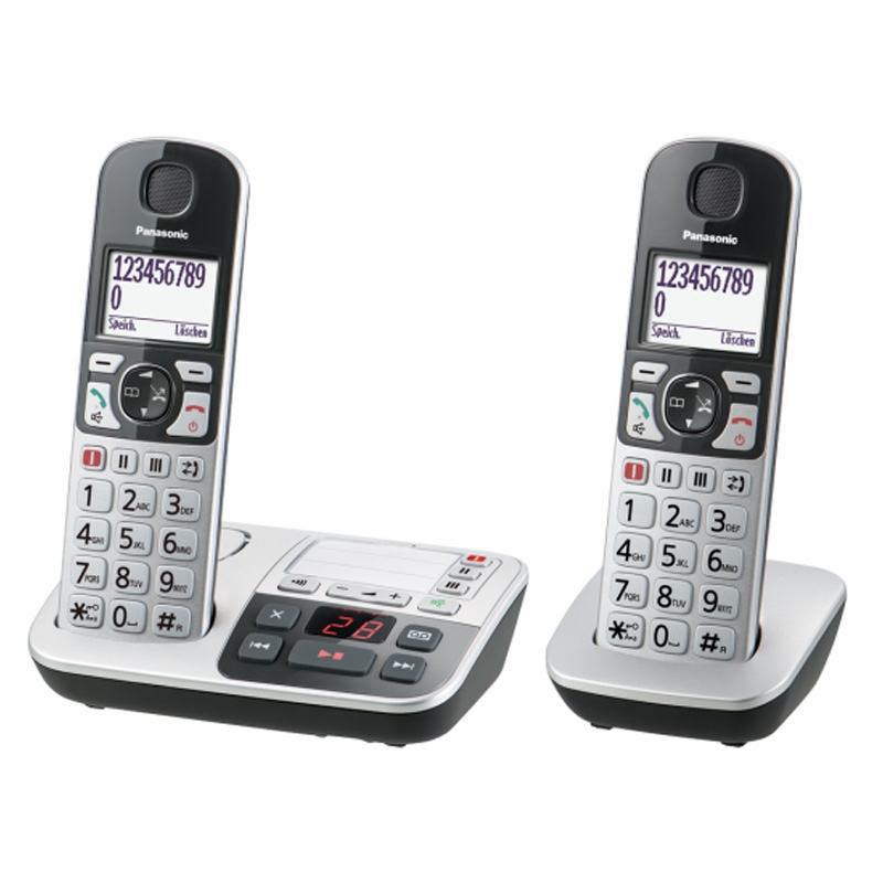 Panasonic KX-TGE522GS DECT Seniorentelefon mit AB silber-schwarz