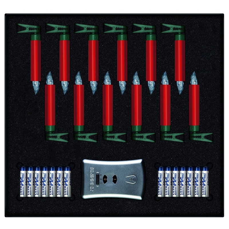 Krinner Lumix Premium mini 12er Basis-Set kabellose Christbaumkerzen rot