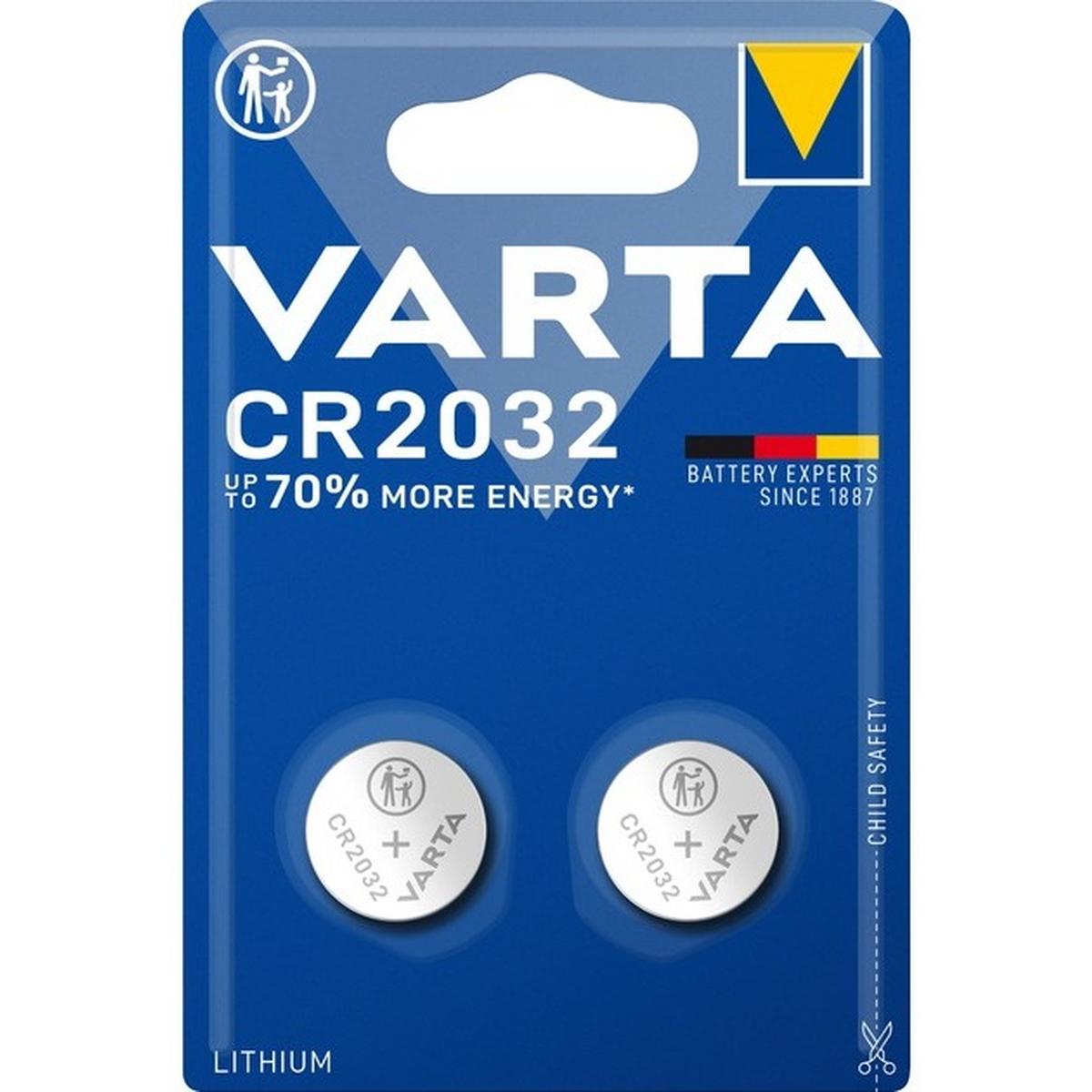 Varta CR2032 Lithium Knopfzelle 3V 2 Stück