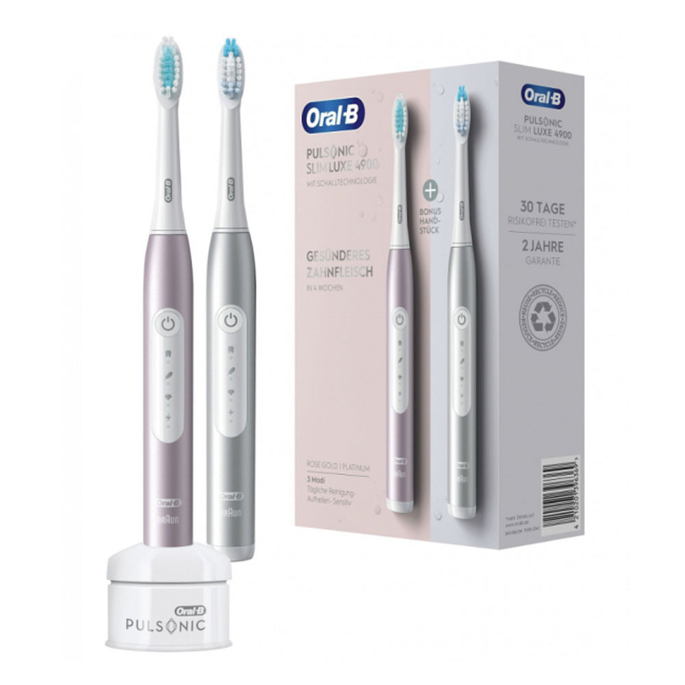 Oral-B Pulsonic Slim Luxe 4900 elektr. Schallzahnbürste Doppelpack platinum/rose