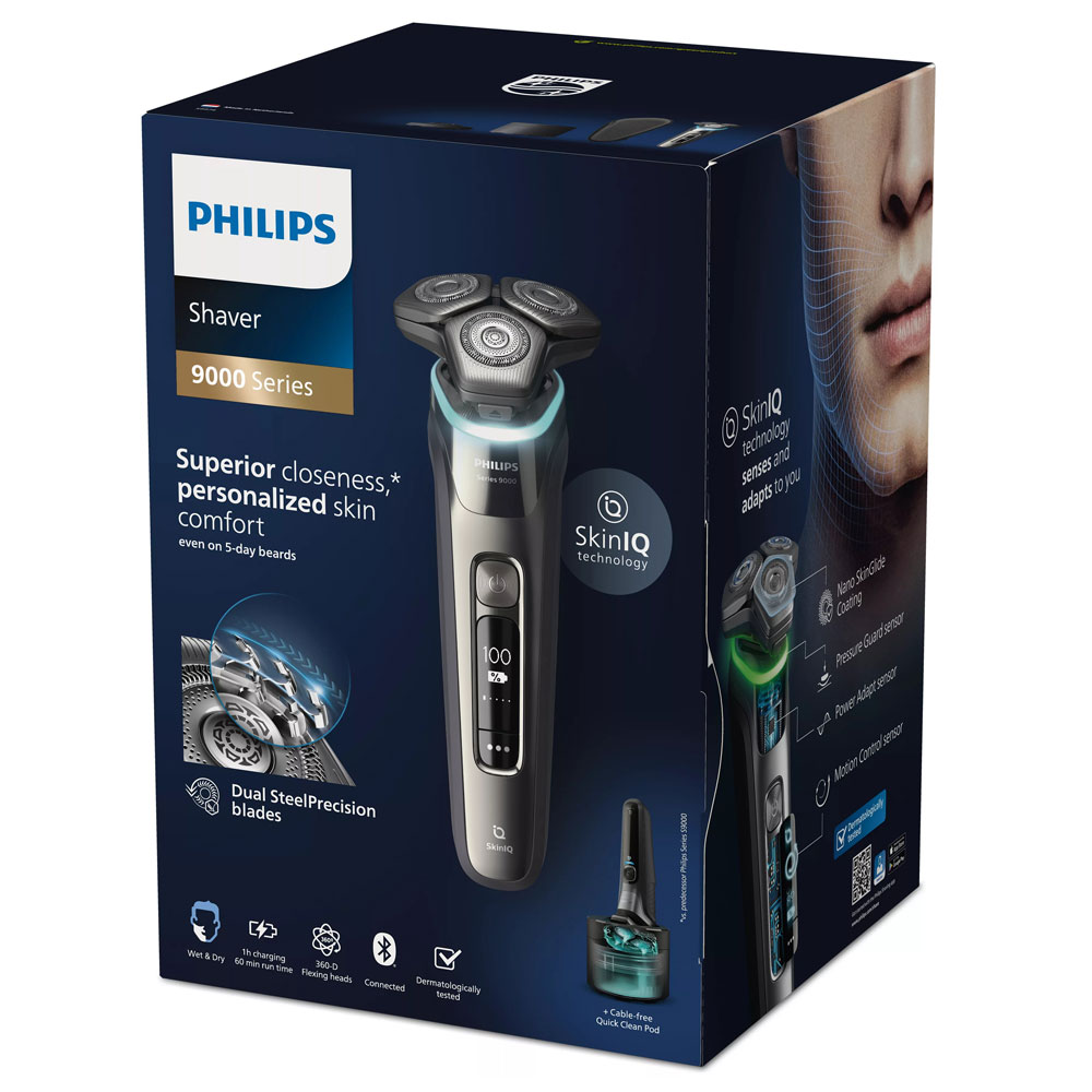 Philips Shaver S9000 S9974/55 Elektrischer Nass-& Trockenrasierer dunkelchrom
