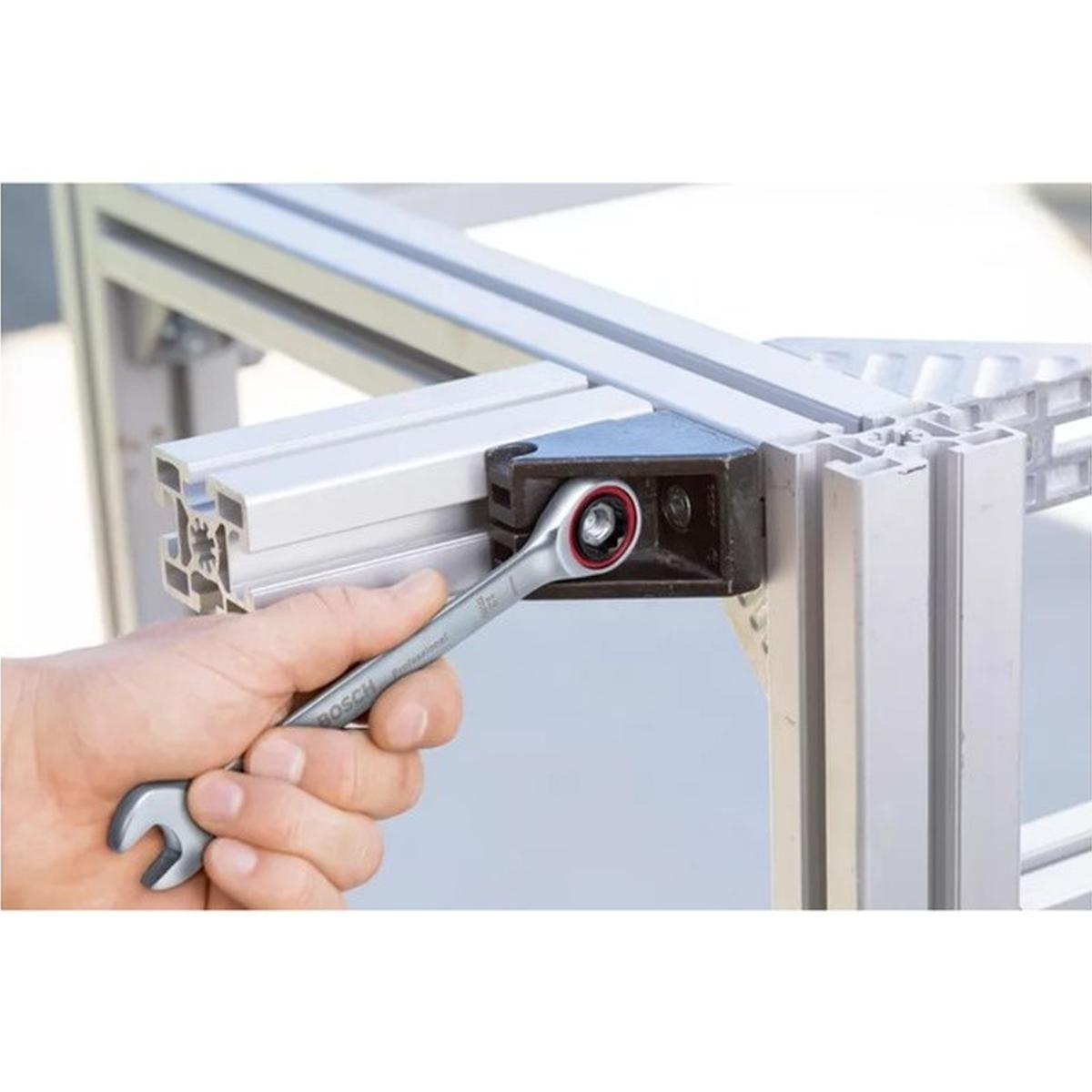 Bosch Professional Ratschenschlüssel-Set 5-teilig (8-19 mm, Chrom-Vanadium-Stahl, in Stofftasche)