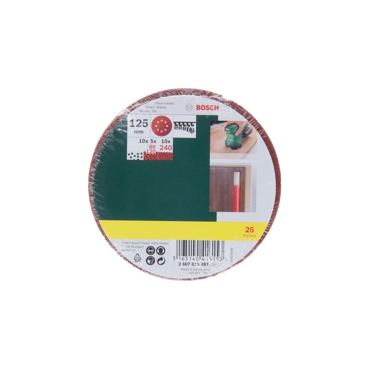 Bosch Schleifpapierset 25 Stücke Scheibe 2607019497