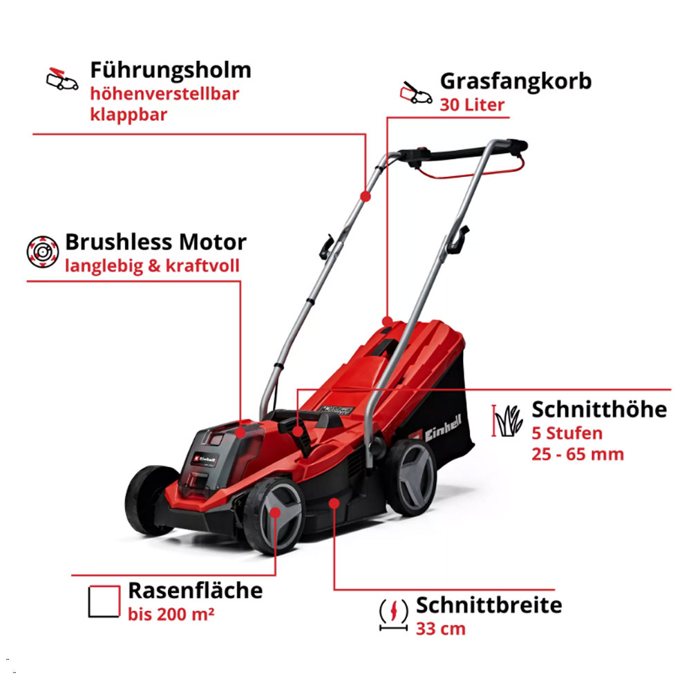 Einhell GE-CM 18/33 Li Kit Power X-Change Akku-Rasenmäher
