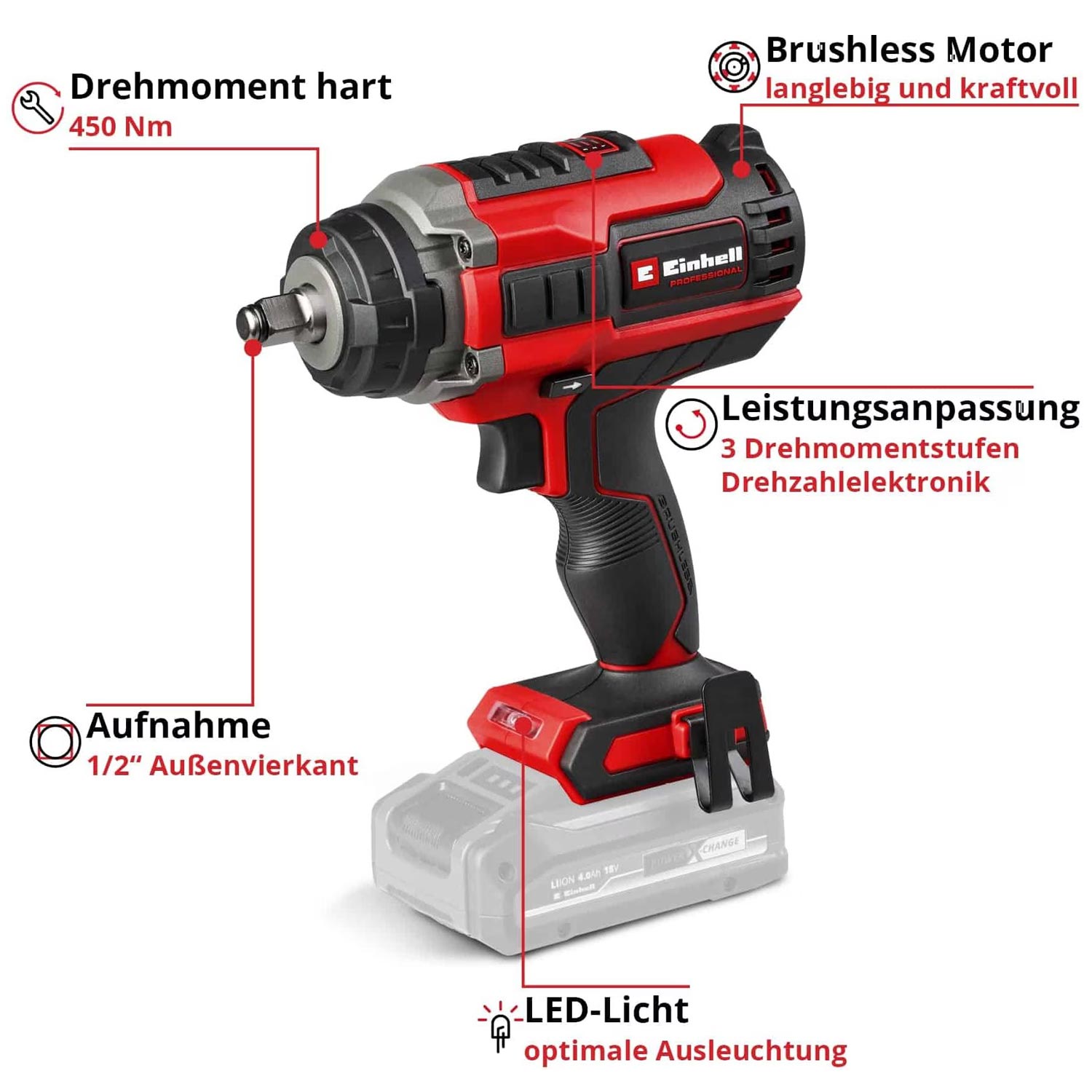 Einhell Professional IMPAXXO 18/450 Power X-Change Akku-Schlagschrauber