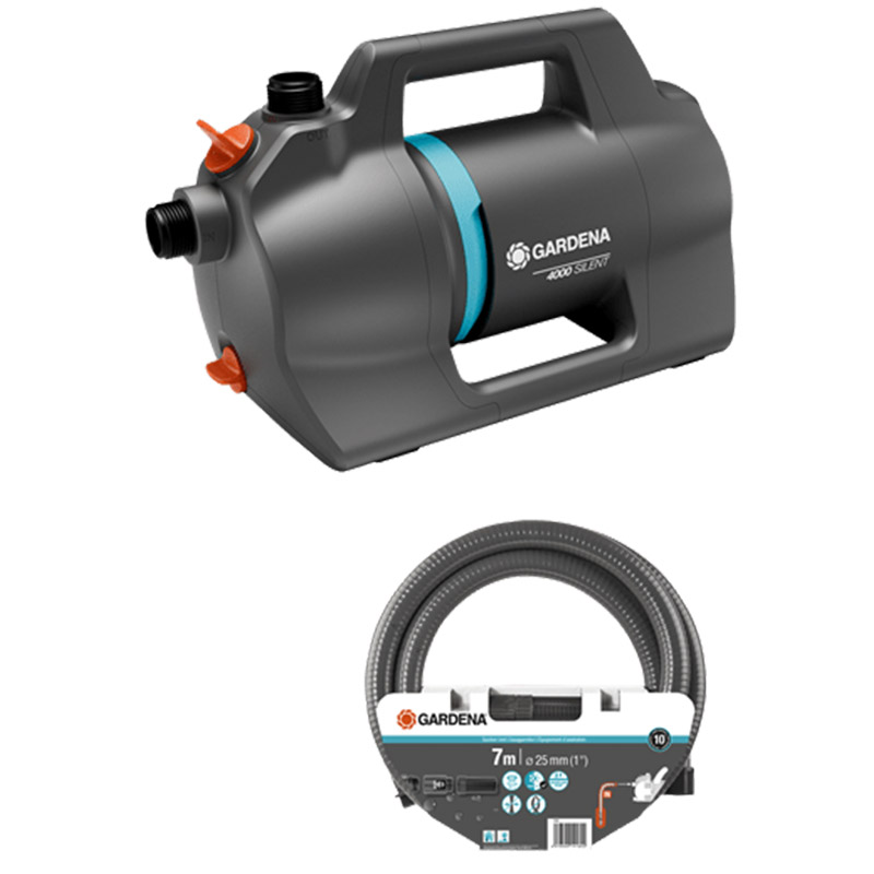 GARDENA 09052-20 Gartenpumpe 4100 Silent Saugschlauch-Set