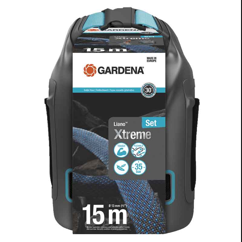 GARDENA 18468-20 Textilschlauch Liano Xtreme 1/2, 15 m Set + Tasche"