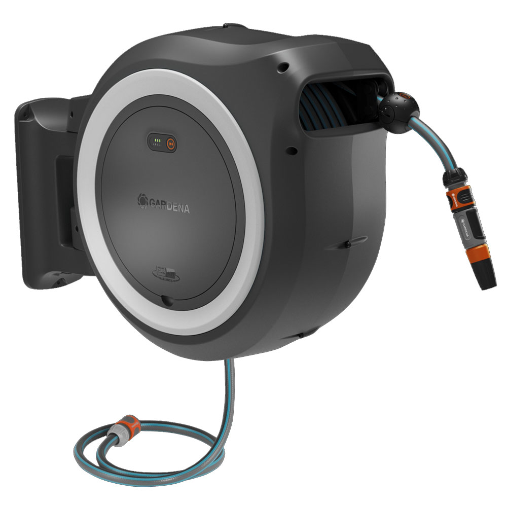 GARDENA 18642-55 Akku-Wand-Schlauchbox PowerRoll XL 18V P4A solo (weiß) 35 m