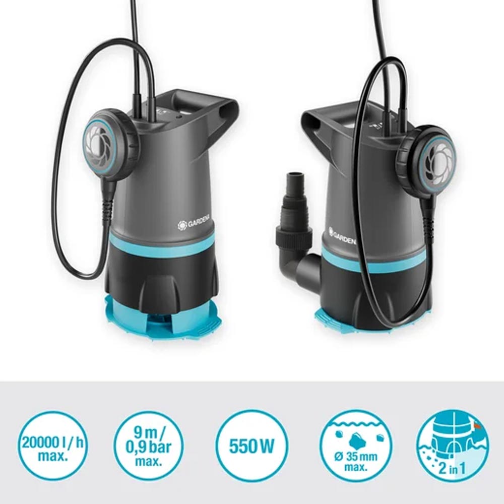 GARDENA 09018-47 Klar-/Schmutzwasser-Tauchpumpe 20000 BASIC