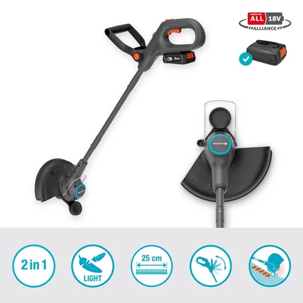 GARDENA 14704-20 Akku-Trimmer EasyTrim 25/18V P4A Ready-To-Use Set