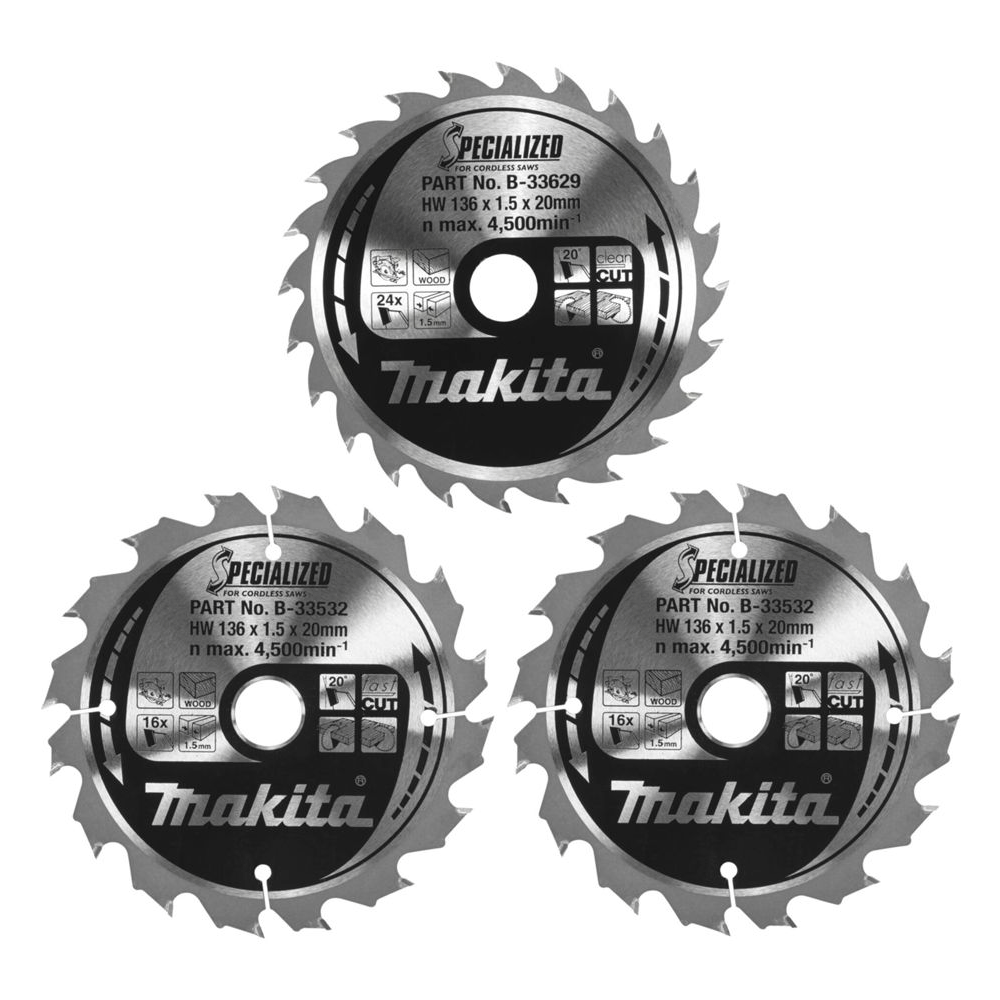 Makita B-33897 Sägeblatt-Set 136x20x16Z+24Z