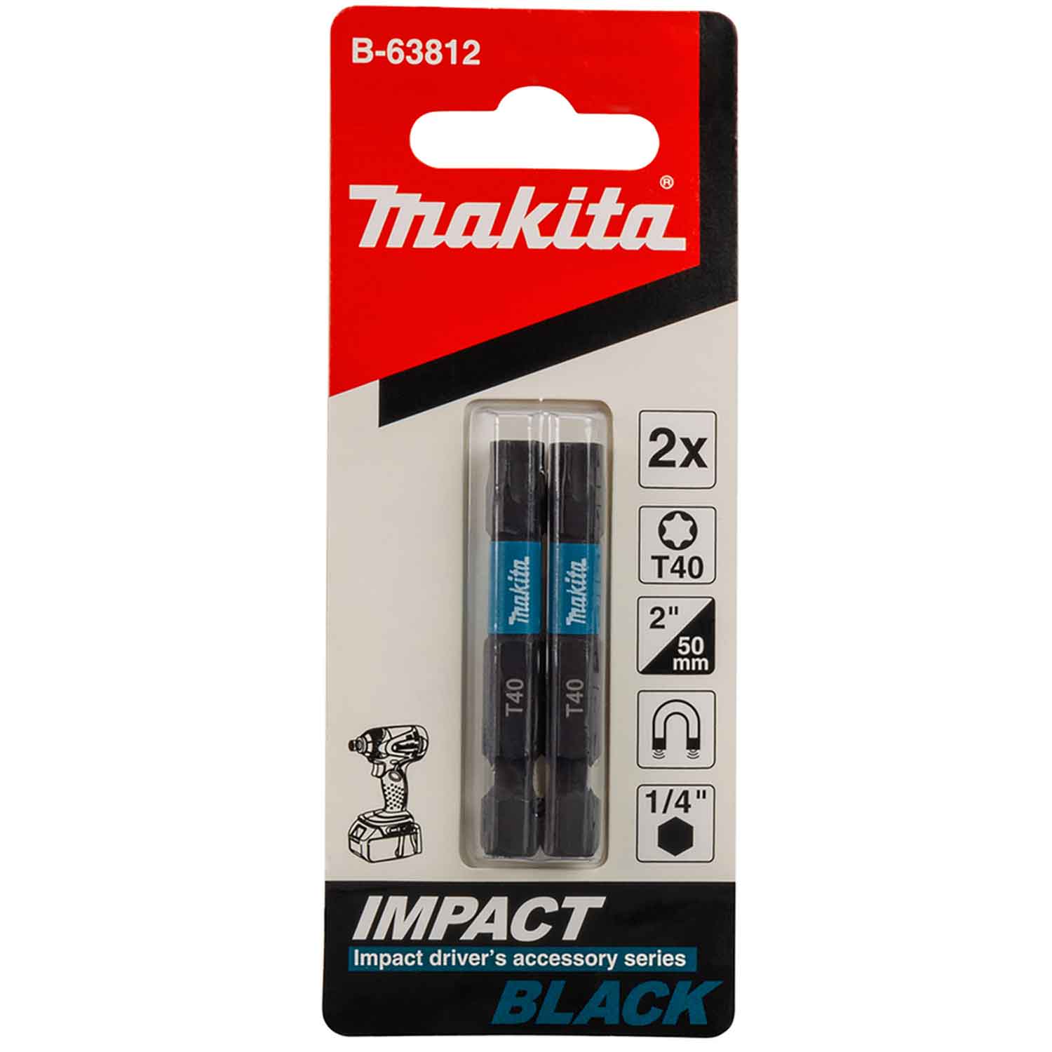 Makita B-63812 Impact Black T40 Bit 50mm Schraubendreherbit 2 Stück