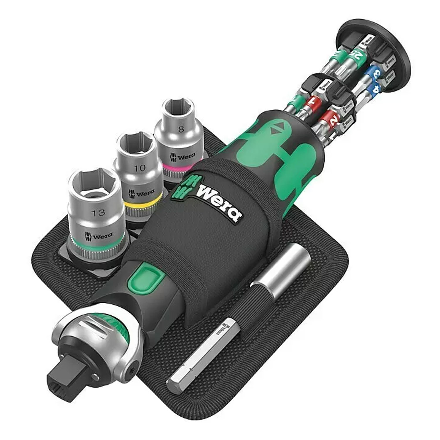 Wera Zyklop 8009 Pocket Set 2 Schraubendreher mit Ratschenfunktion und Bitsowie Steckschlüsselsatz