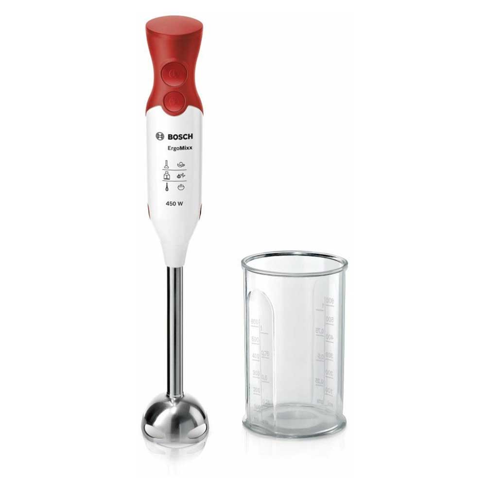 Bosch MSM64110 ergonomischer Stabmixer mit Edelstahl-Mixfuß QuattroBlade rot/weiß