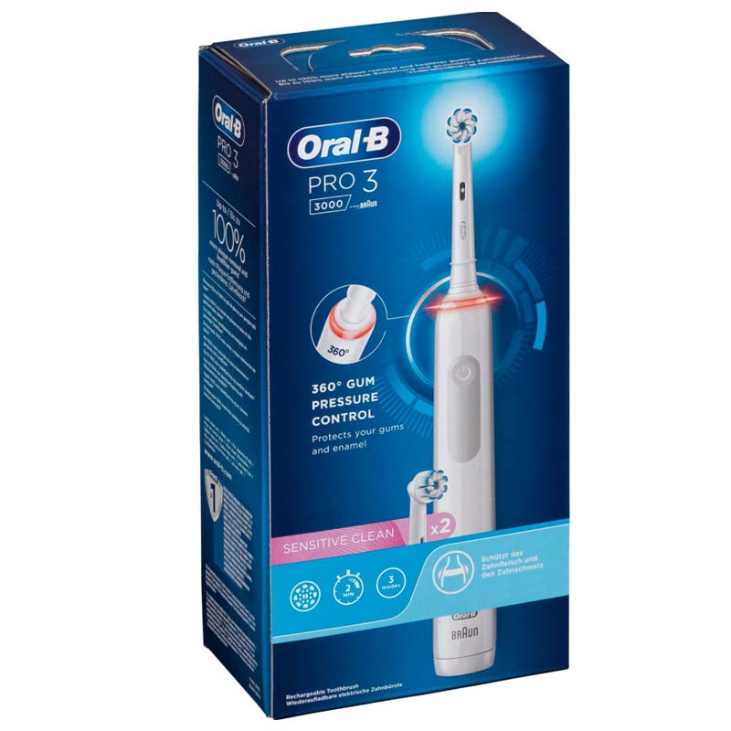 Oral-B Pro 3 3000 Sensitive Clean elektrische Zahnbürste white