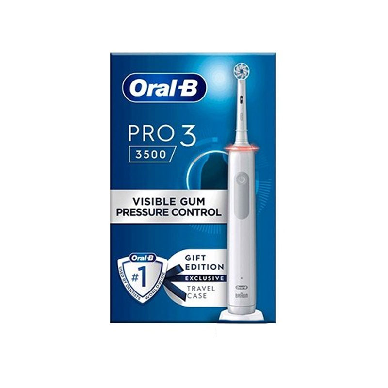 Oral-B Pro 3 3500 elektrische Zahnbürste weiß mit Reiseetui