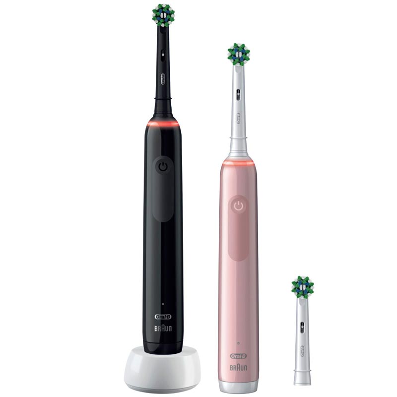 Oral-B Pro 3 3900 elektrische Zahnbürste + 2. Handstück black/pink