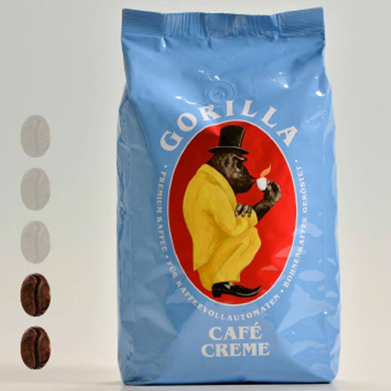 Gorilla Café Creme ganze Bohnen 1kg  ein Kaffee mit geringem Koffein-Gehalt