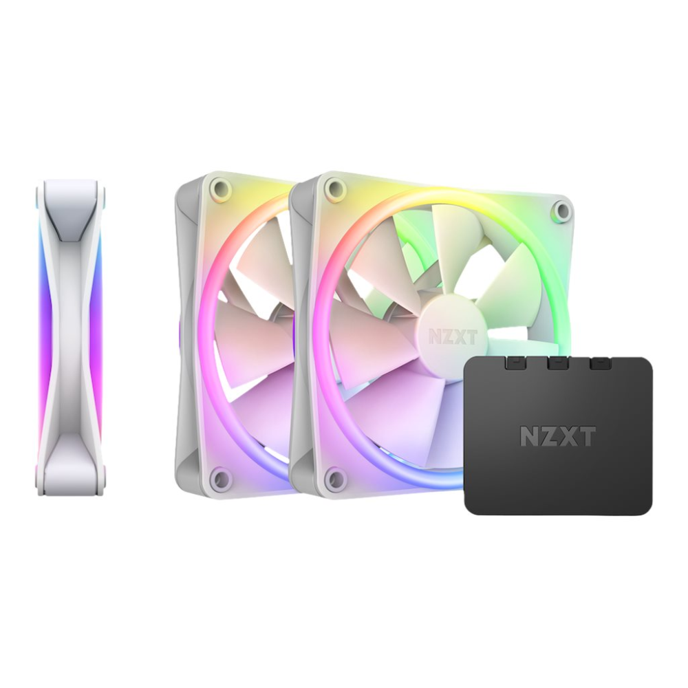 NZXT F120 RGB DUO 3-pack & RGB Controller 120mm Gehäuselüfter weiß mit RGB-Beleuchtung