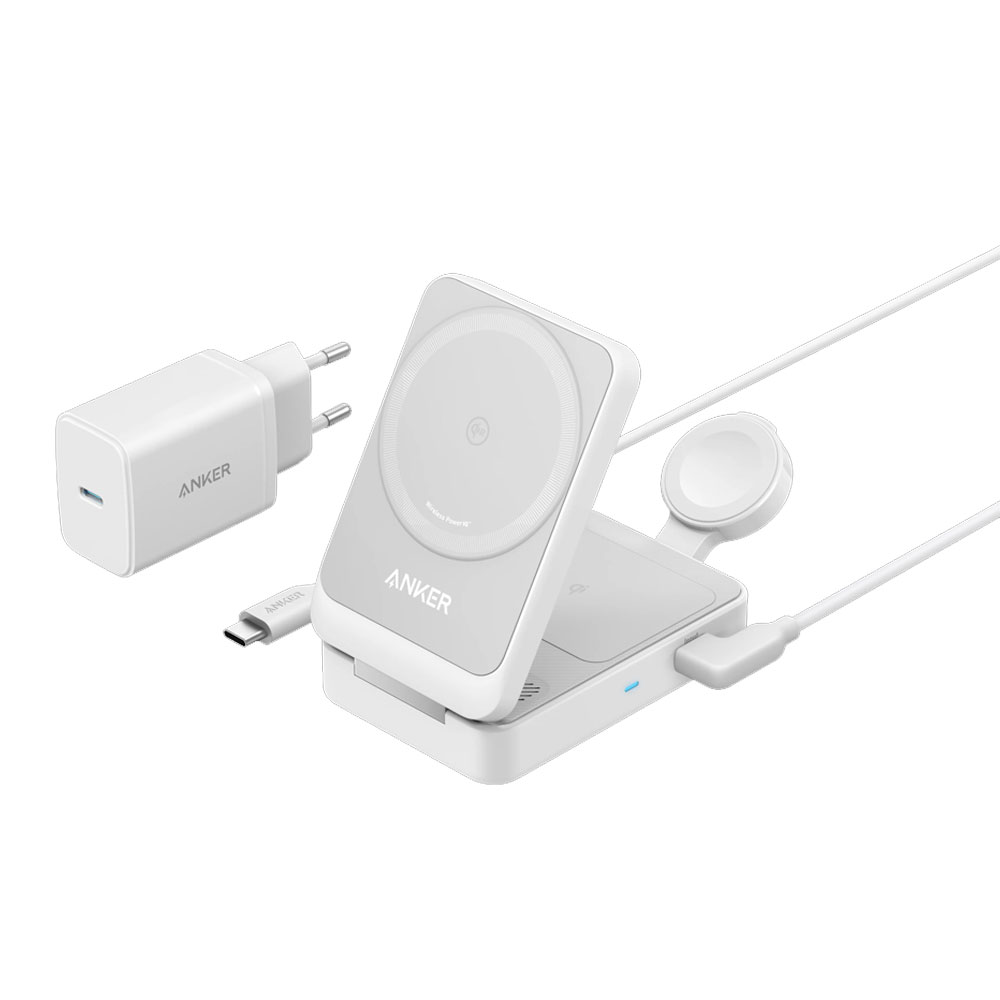 Anker MagGo 3-in-1 Qi2 Ladestation 15W weiß