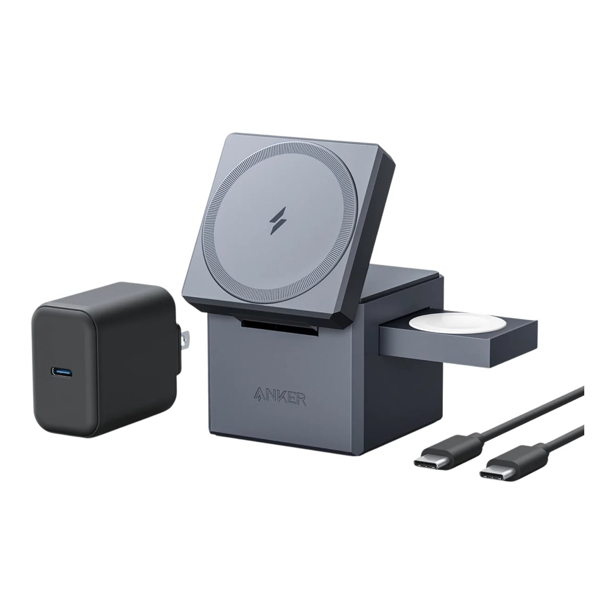 Anker 3-in-1 Cube MagSafe Kabelloses Ladegerät 15W schwarz