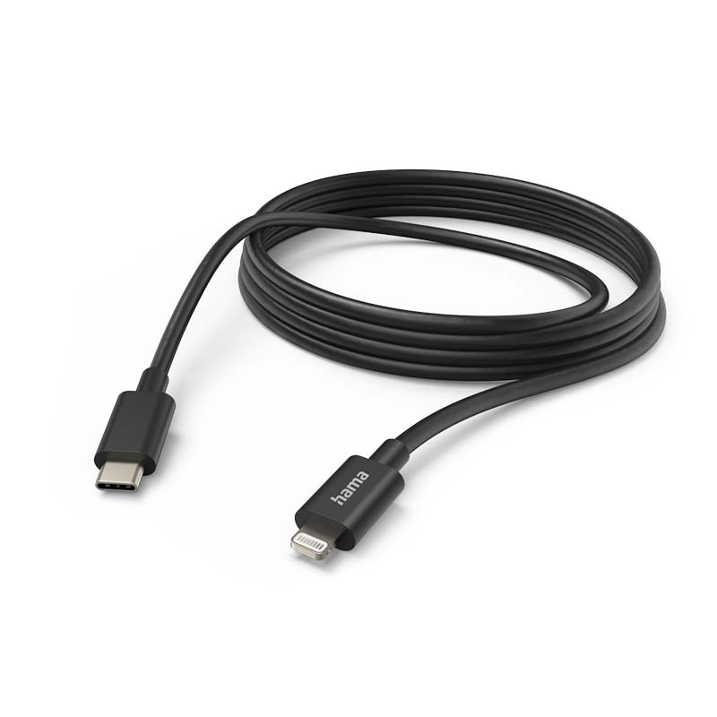 Hama Ladekabel, USB-C - Lightning, 3 m, Schwarz