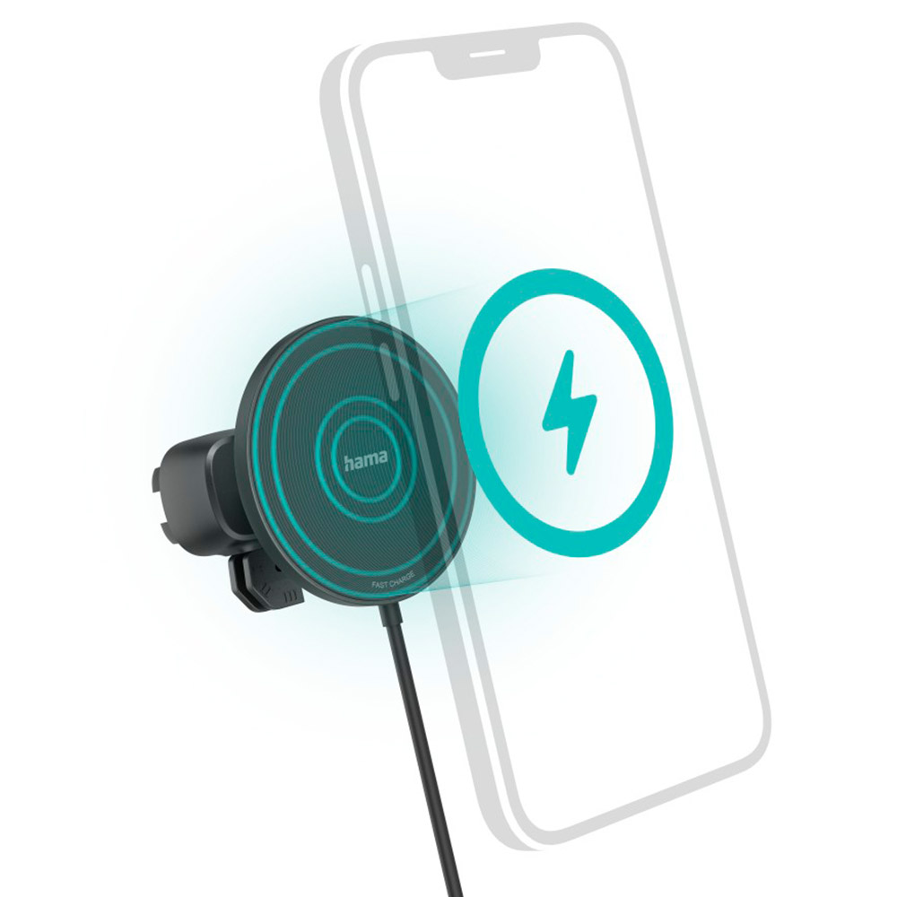 Hama Kfz-Handy-Ladegerät MagCharge Car FC15 15W kabellos für iPhone Schwarz