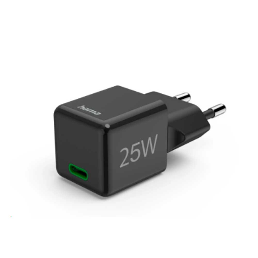 Hama Schnellladegerät, USB-C, Super-Mini-Charger, PD, 25 W, Schwarz