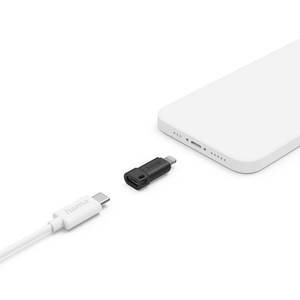 Hama USB-C-Adapter auf Apple Lightning-Stecker, MFI, Schwarz