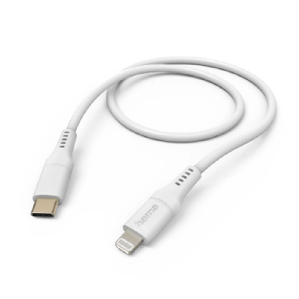 Hama Ladekabel "Flexible", USB-C - Lightning, 1,5 m, Silikon, für iPhone, Weiß
