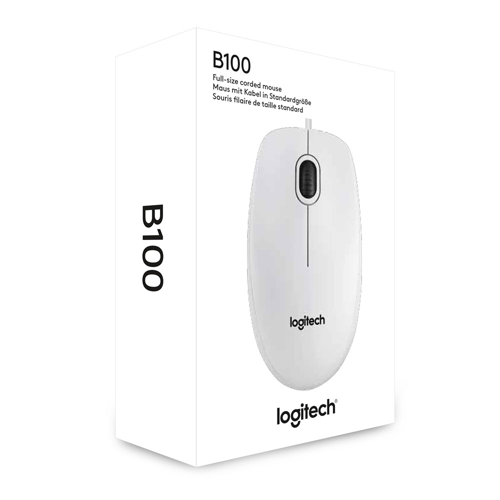 Logitech B100 Maus mit Kabel weiß