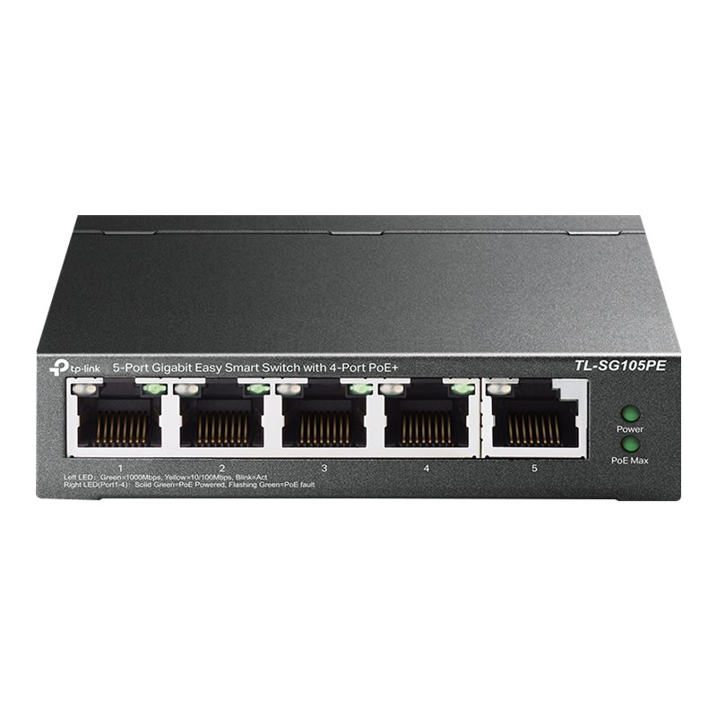 TP-Link TL-SG105PE 5-Port Gigabit Managed LAN PoE Switch mit 4 PoE+ Ports