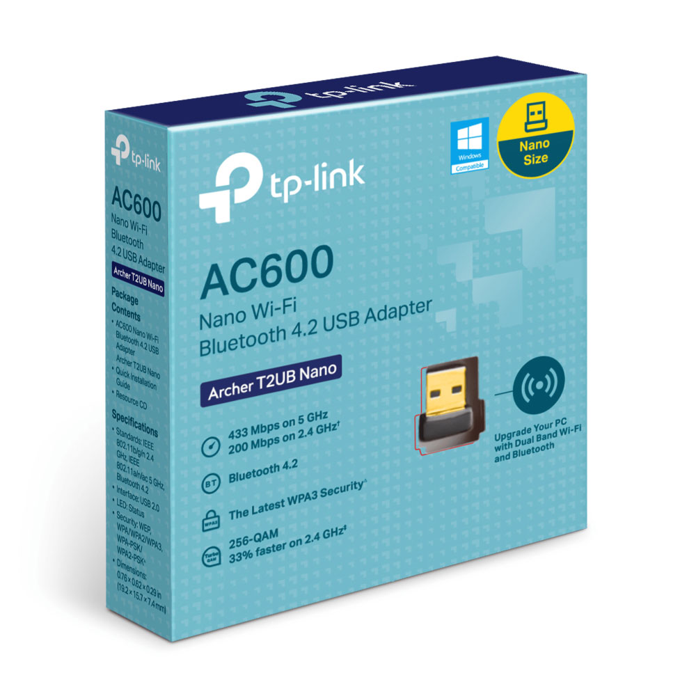 TP-Link Archer T2UB Nano AC600 Wi-Fi Bluetooth 4.2 USB Adapter