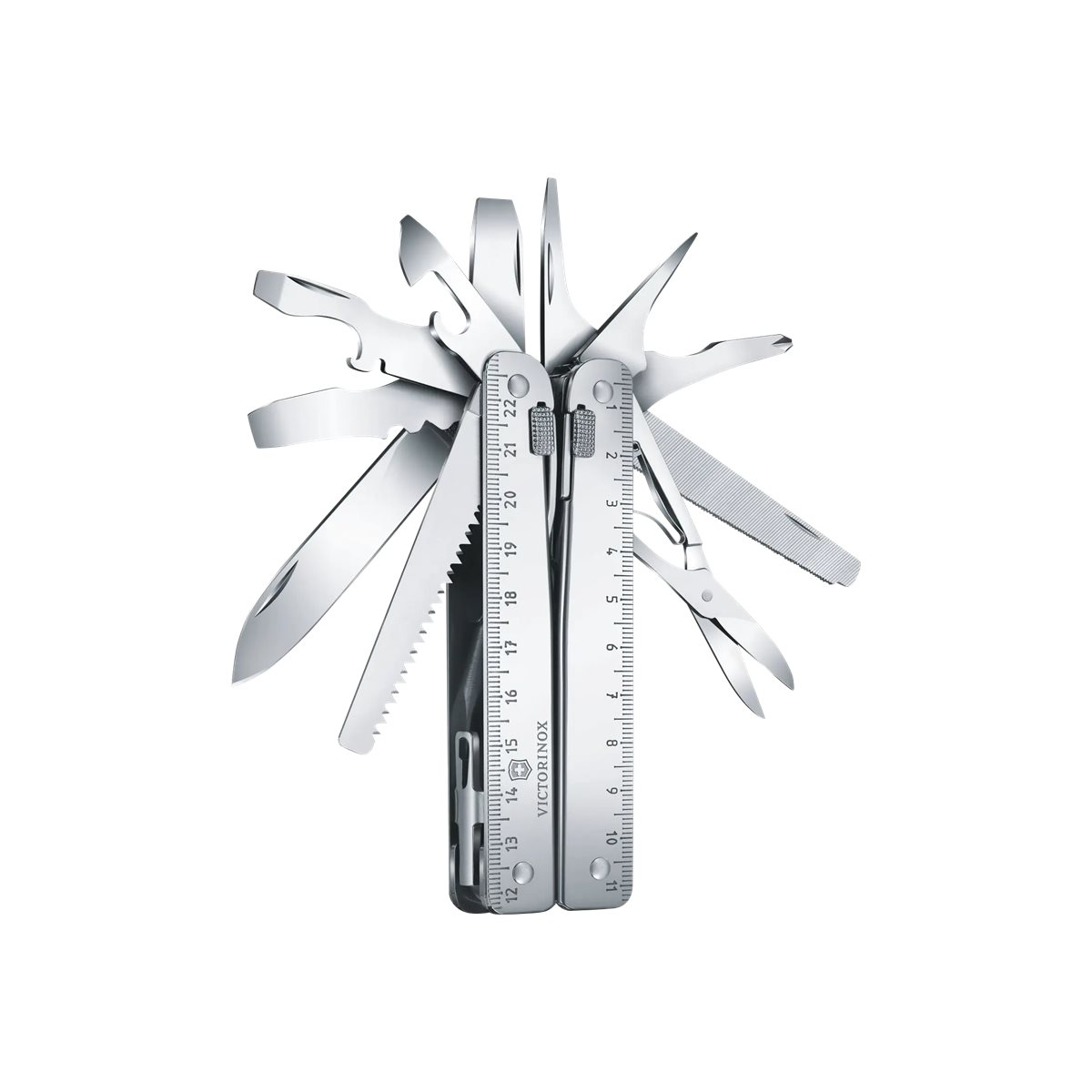 Victorinox Swiss Tool X Plus Multitool mit Leder-Etui silber