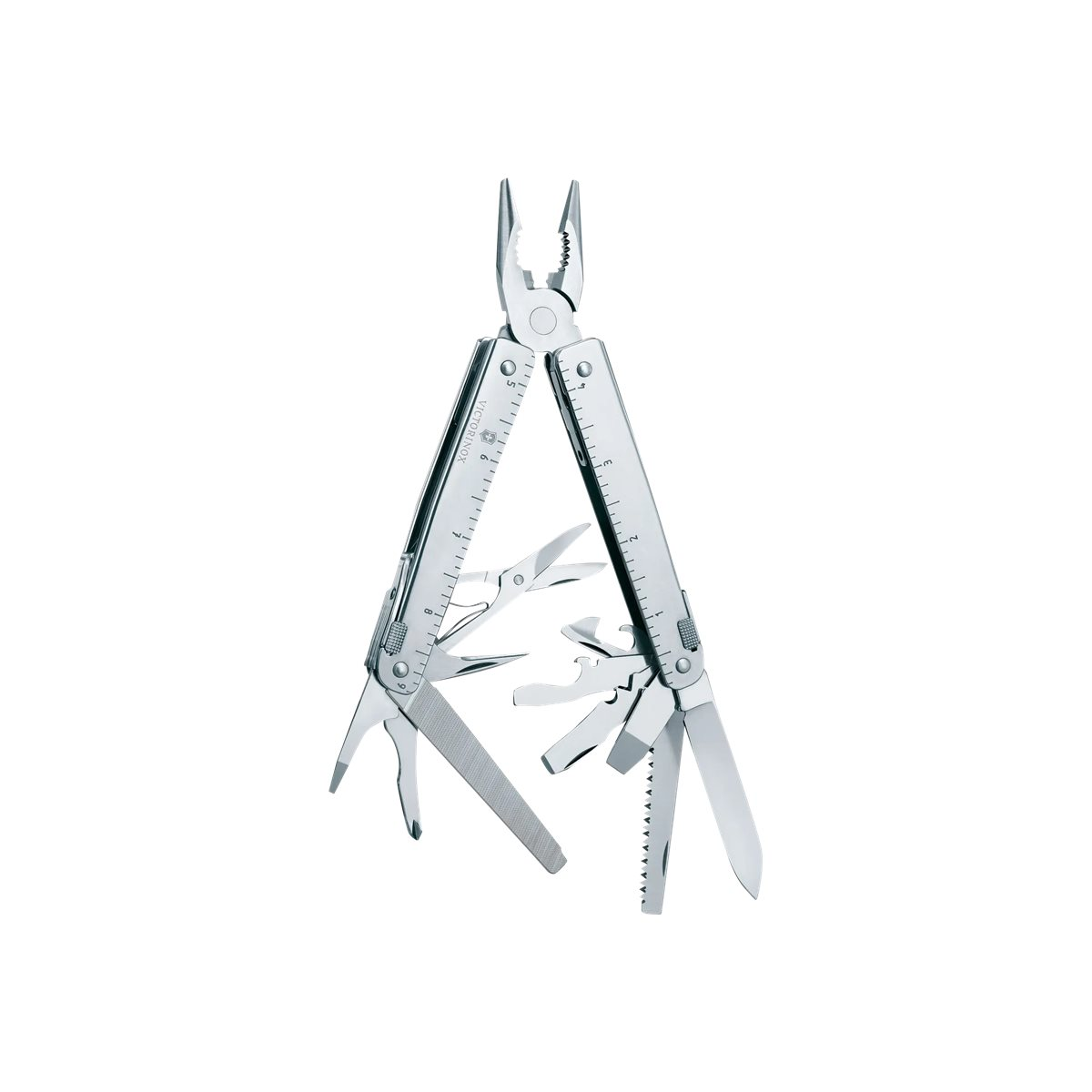 Victorinox Swiss Tool X Plus Multitool mit Leder-Etui silber