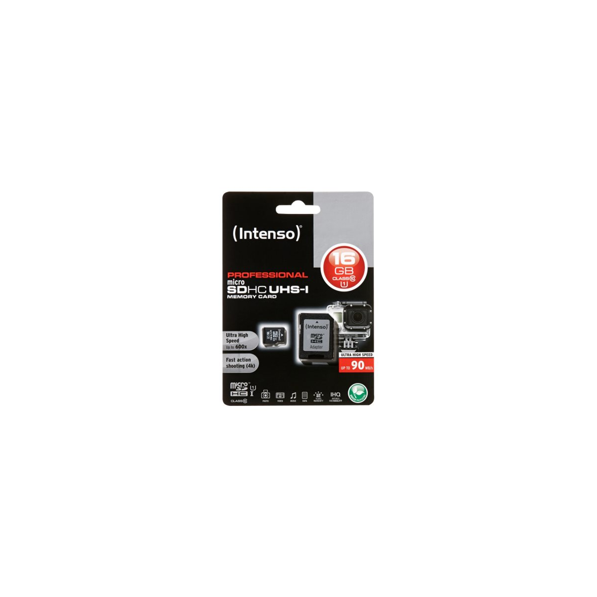 Intenso Professional microSDHC UHS-I Class 10 Speicherkarte 16GB inkl. SD-Adapter schwarz