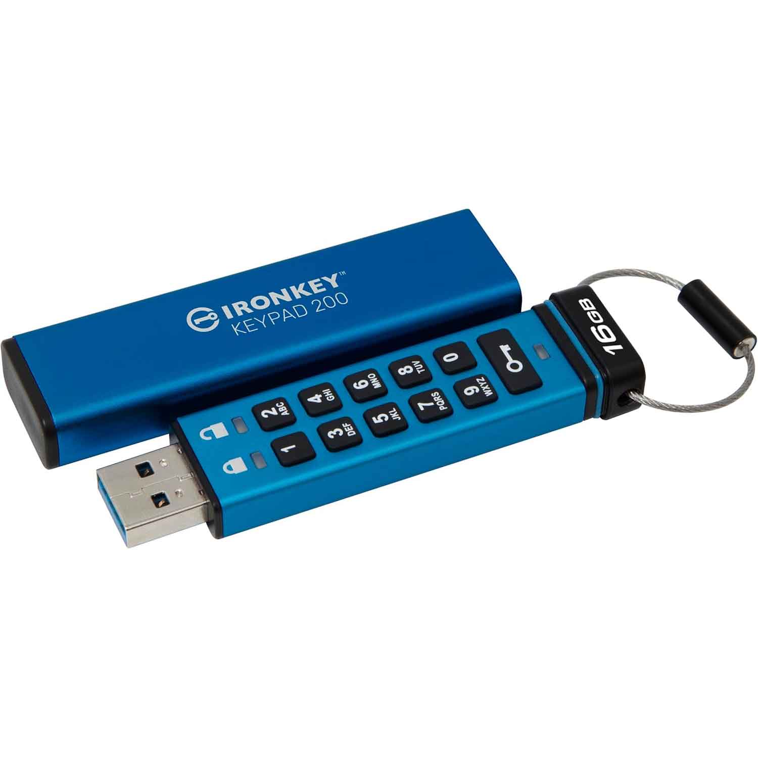 Kingston IronKey Keypad 200 Verschlüsselter USB-Stick 16GB blau