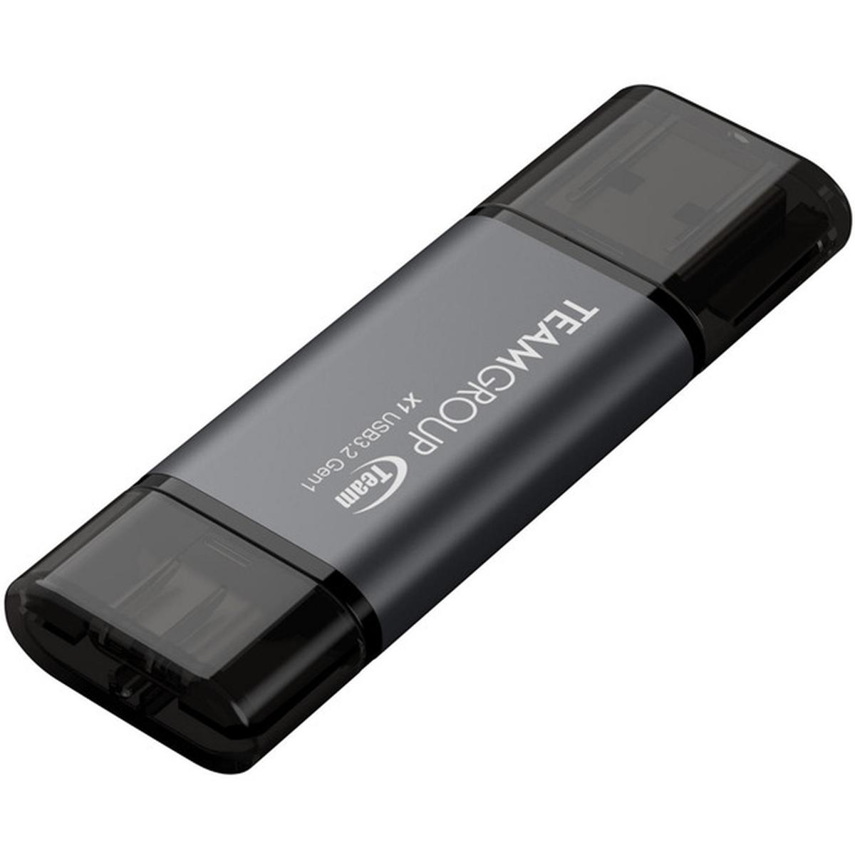 Team Group X1 USB-C-Stick 64GB grau