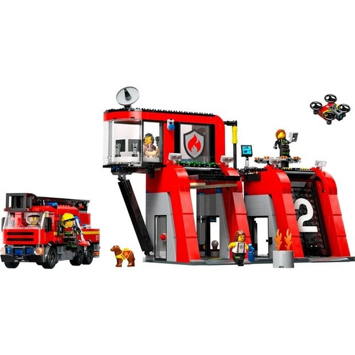 LEGO City - Feuerwehrstation mit Drehleiterfahrzeug (60414)