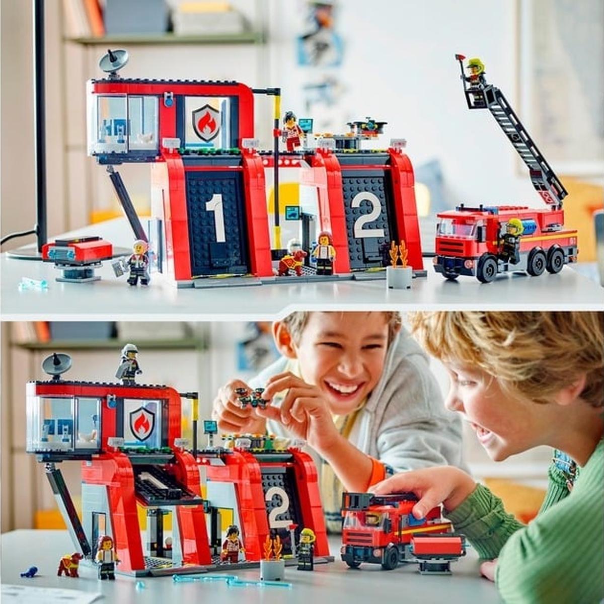 LEGO City - Feuerwehrstation mit Drehleiterfahrzeug (60414)