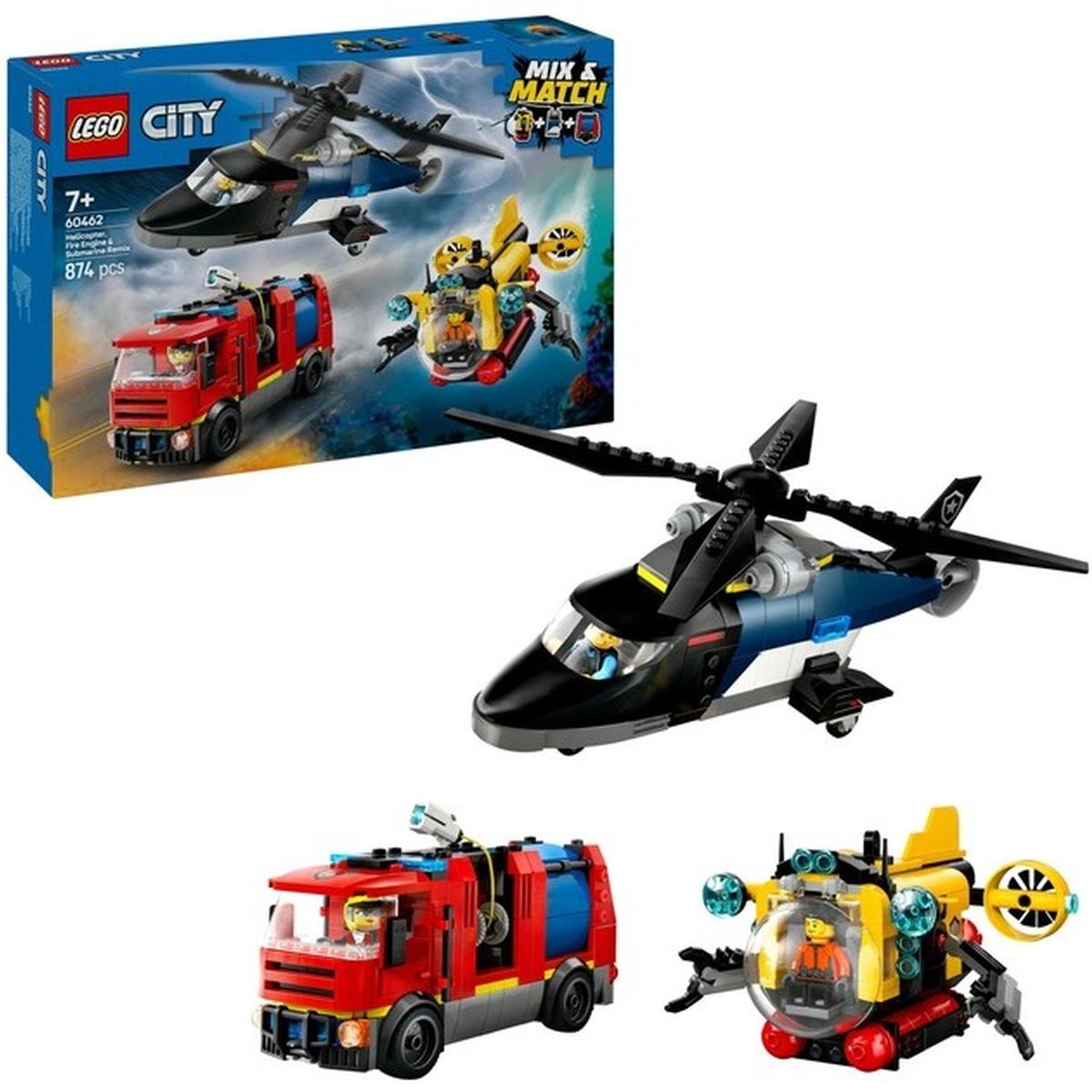 LEGO City - Kombinationsset mit Hubschrauber, Löschauto und U-Boot (60462)