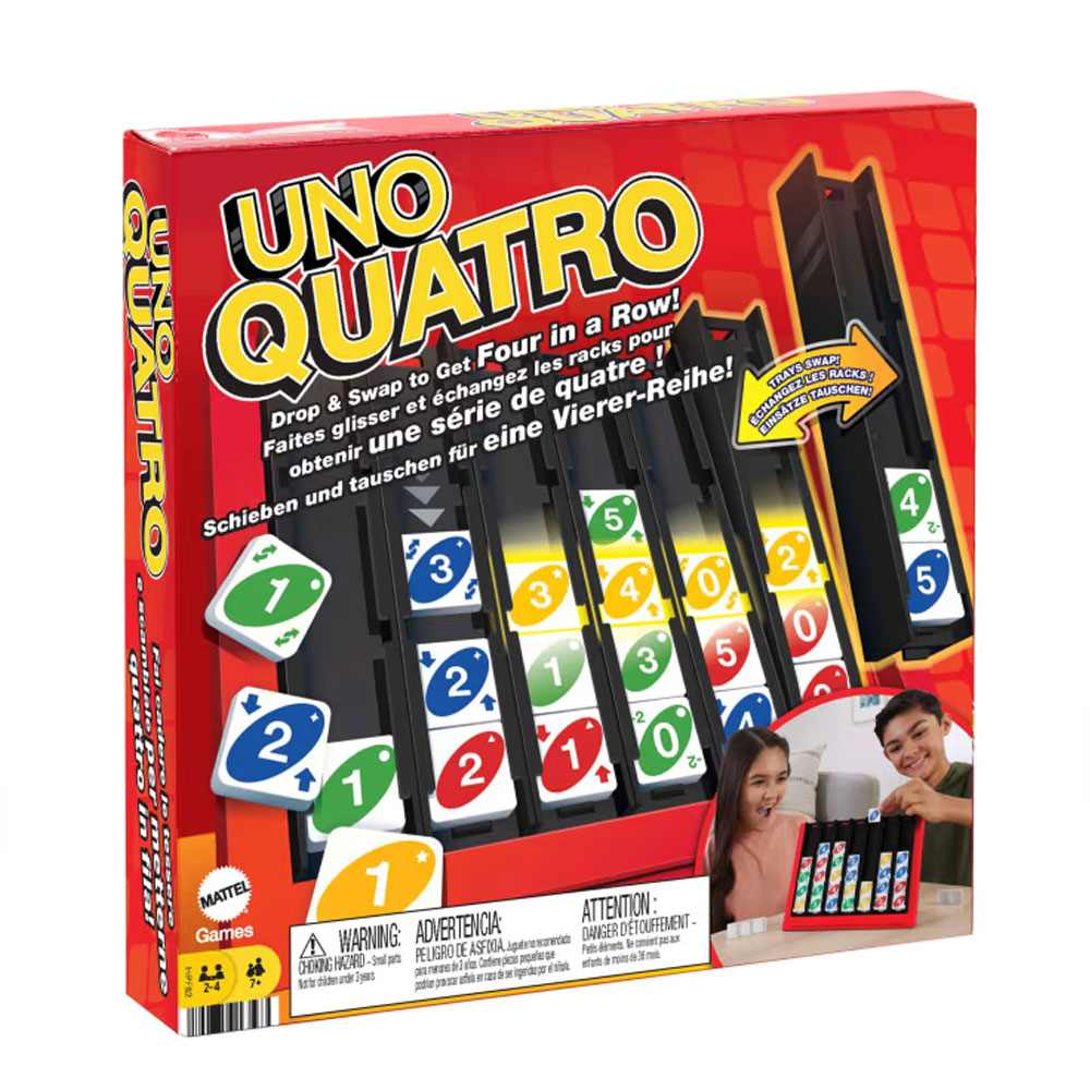 Mattel Games Uno Quatro Steine nach Farben oder Zahlen sortieren