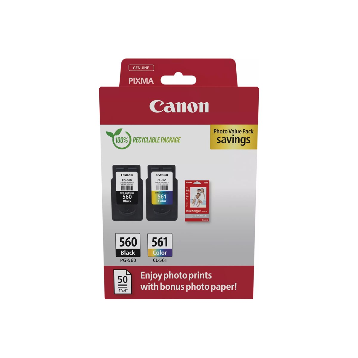 Canon PG-560/CL-561 Multipack Tintenpatronen mit Fotopapier