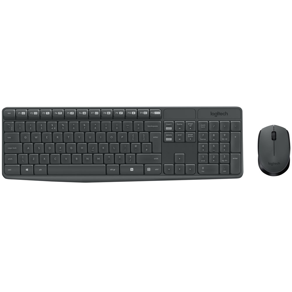 Logitech MK235 Kabelloses Set mit Tastatur und Maus grau