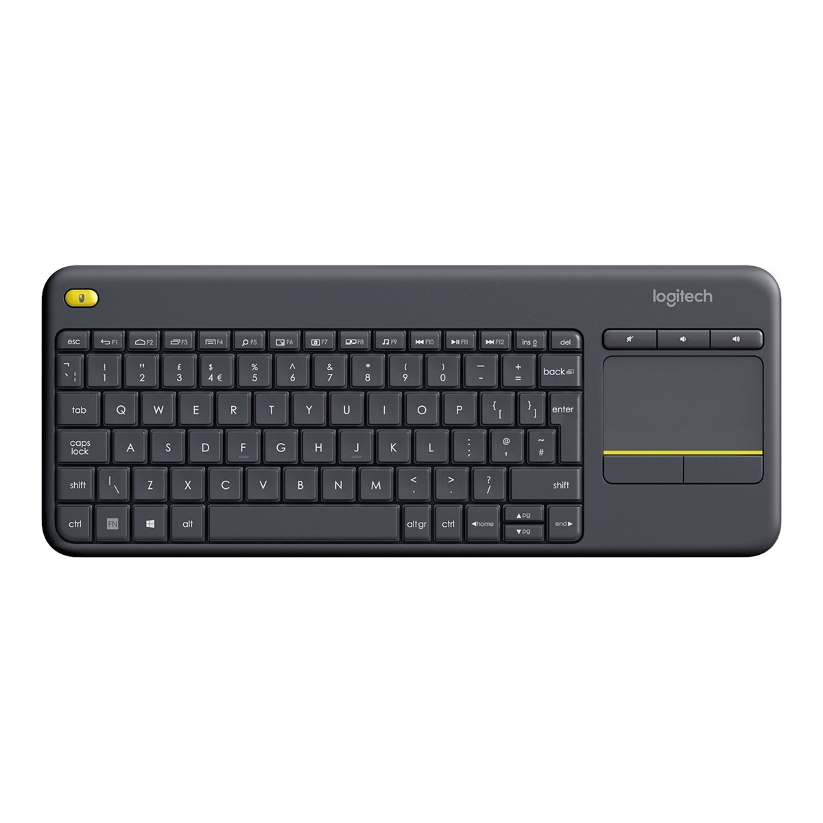 Logitech K400 Plus Kabellose Touch-TV-Tastatur schwarz
